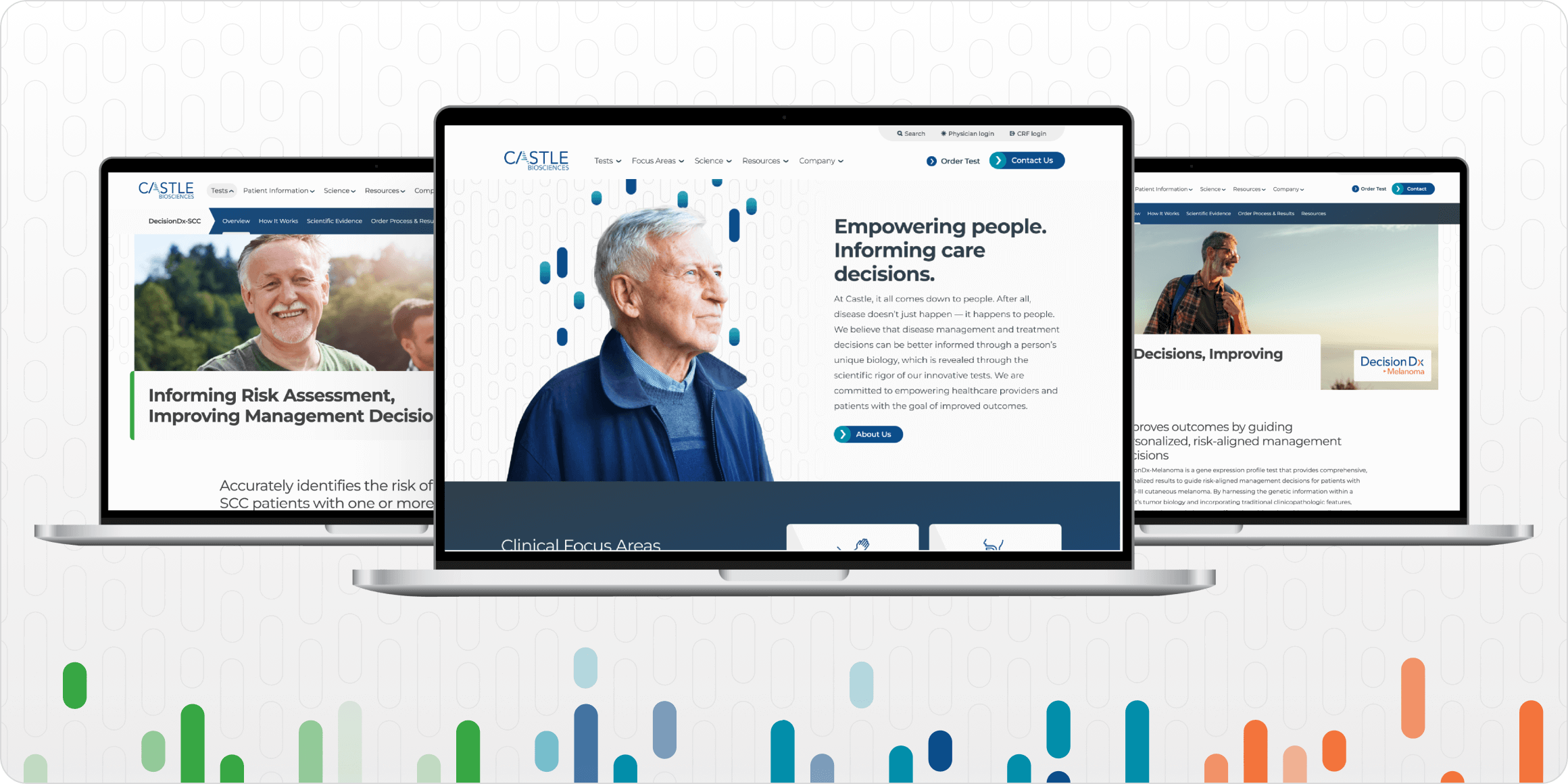 A set of responsive Castle Biosciences web pages created as part of an HDMZ brand and digital campaign