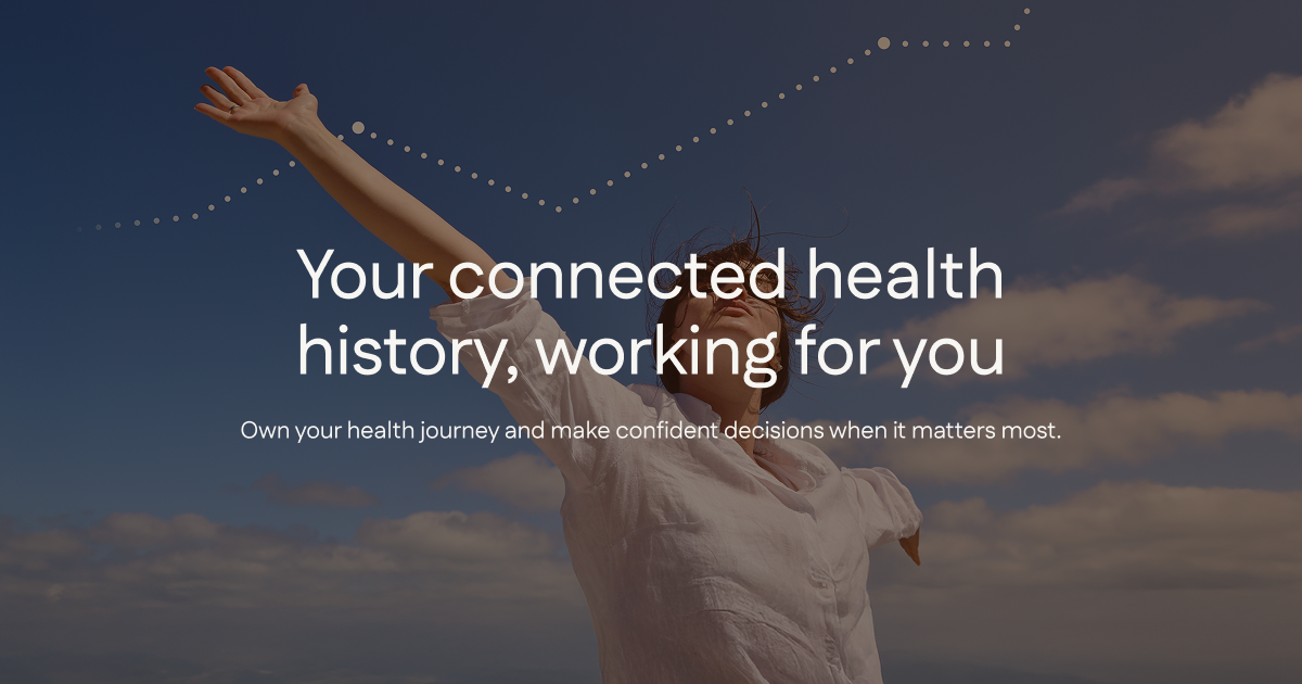 HealthEx brand image with the tagline: your connected health history, working for you