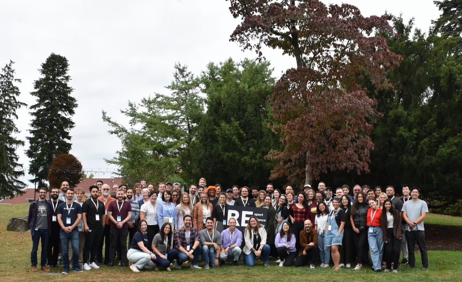 Healthie team members gathered outdoors in a 2024 company photograph.