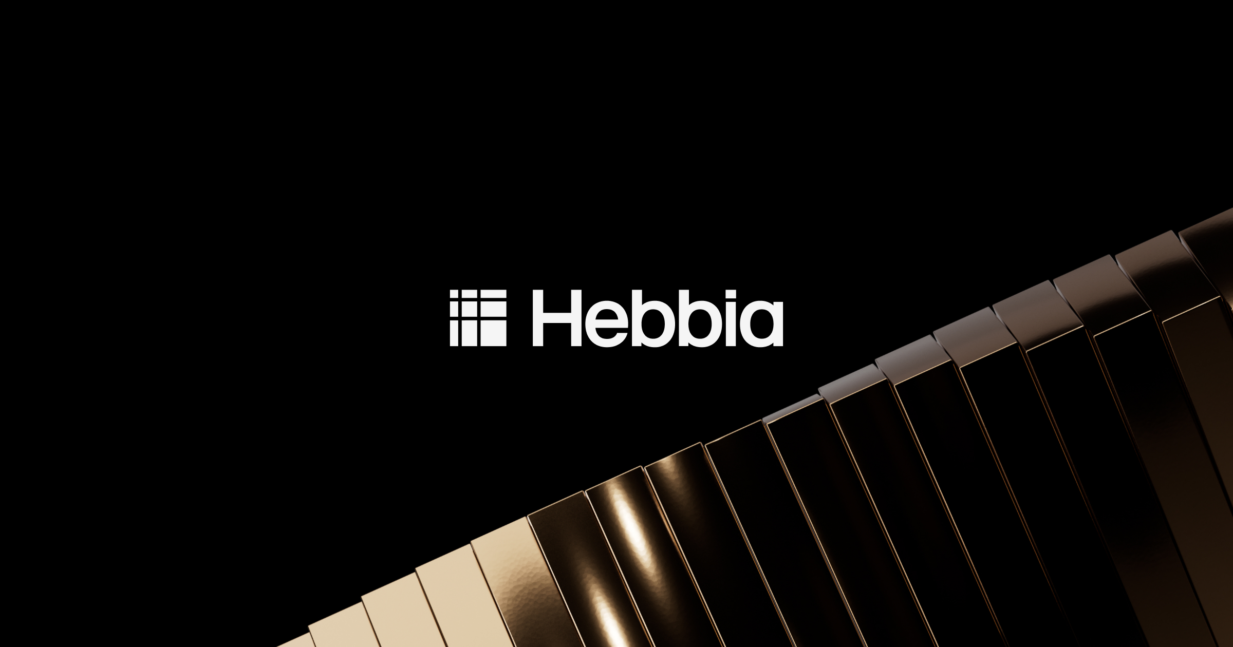 Hebbia logo on a gold and black background