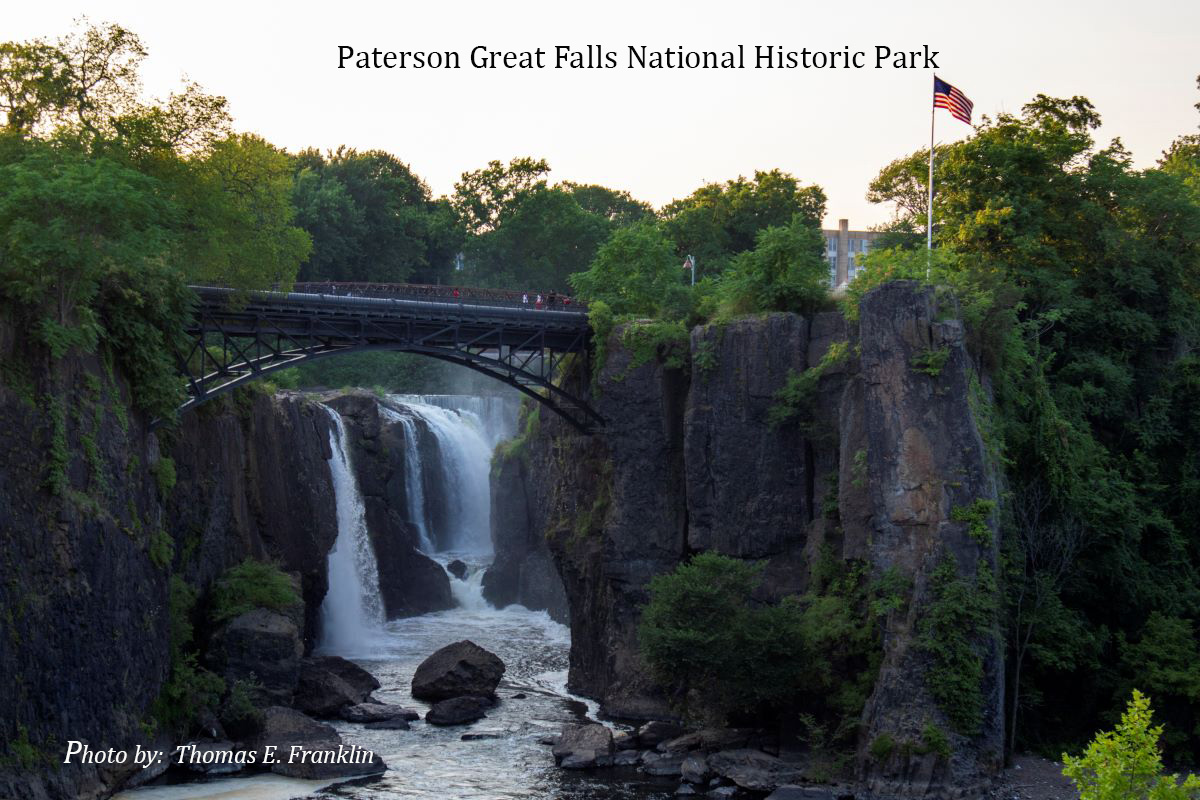 Water cascading over the Great Falls in Paterson, New Jersey