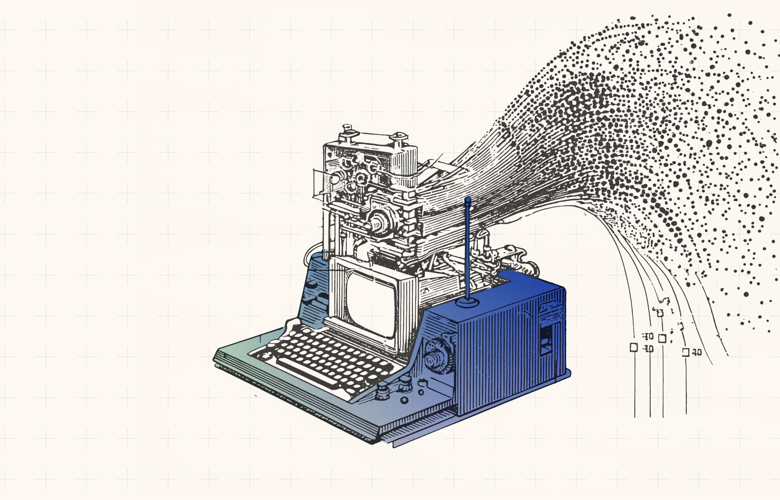 Herald’s editorial illustration of a placement machine turning scattered information into connected streams