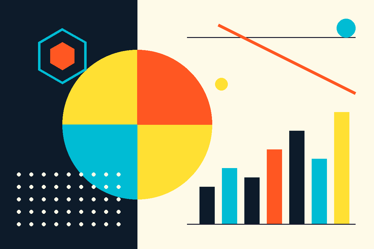 Swiss-style abstract graphic representing Hexaware's platforms and growth