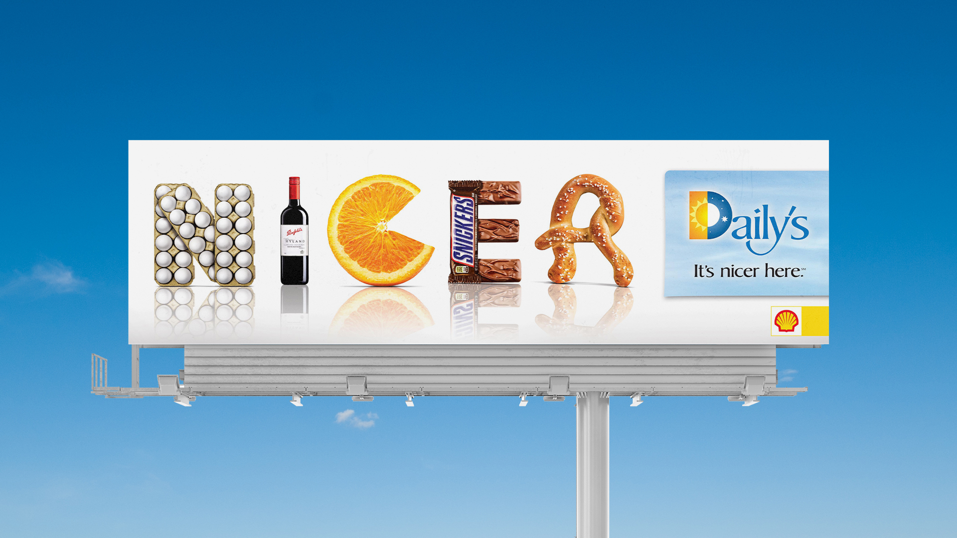 Daily's billboard campaign spelling nicer with convenience-store products