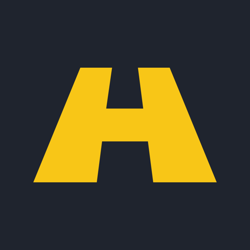 Highway logo - a golden highway forming the letter H on a navy field