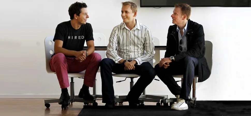Hired co-founders Allan Grant, Matt Mickiewicz, and Douglas Feirstein seated together