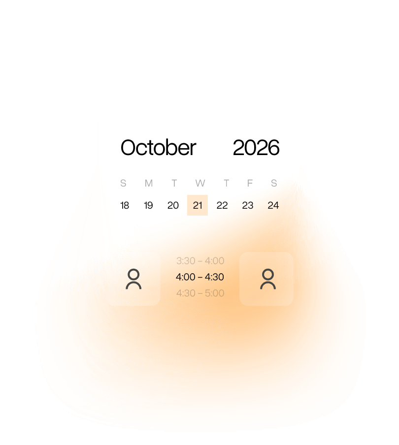 hireEZ scheduling illustration with an October 2026 calendar