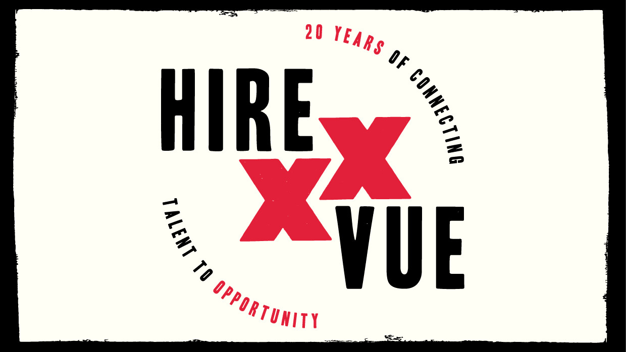 HireVue twentieth anniversary graphic reading 20 years of connecting talent to opportunity