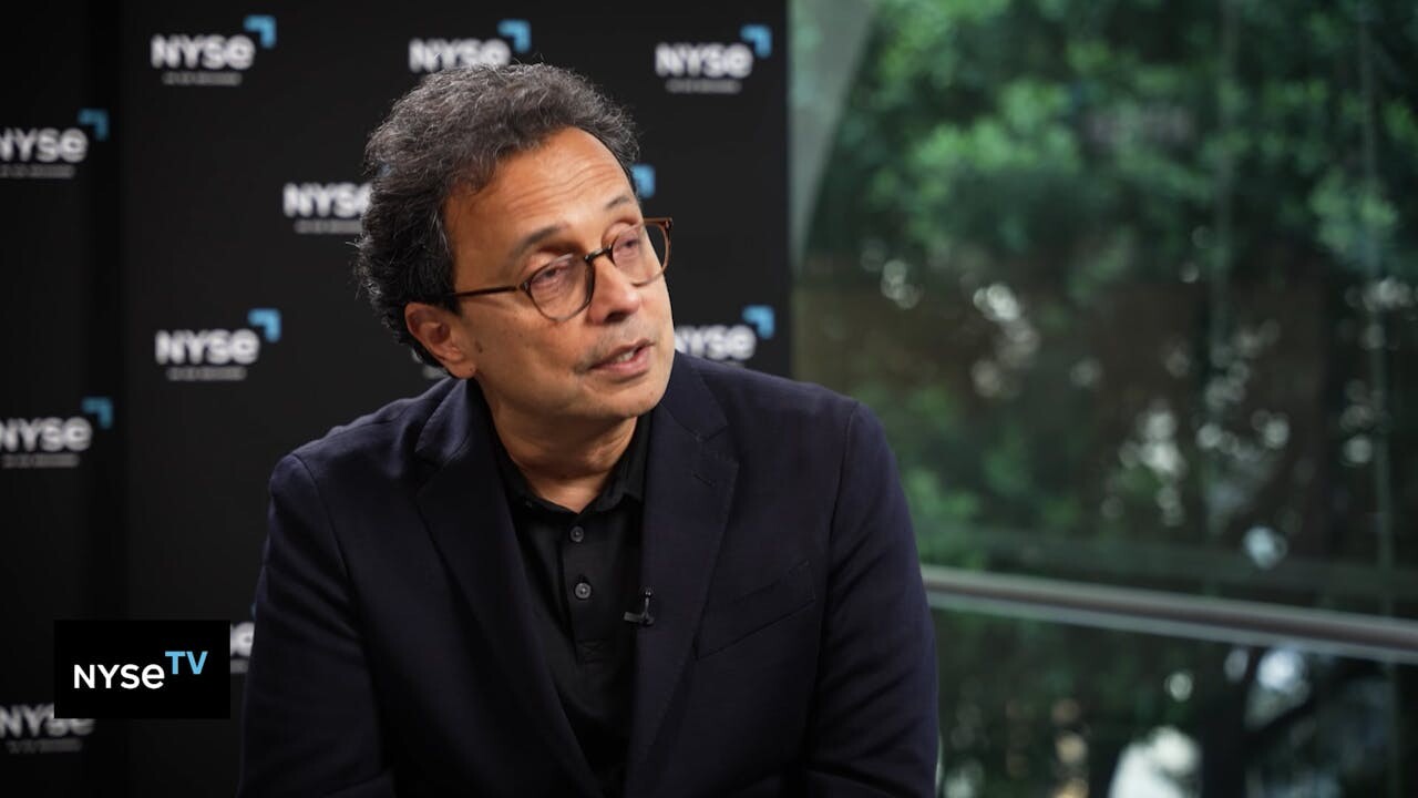 Hitesh Sheth speaking during a New York Stock Exchange interview at RSA Conference