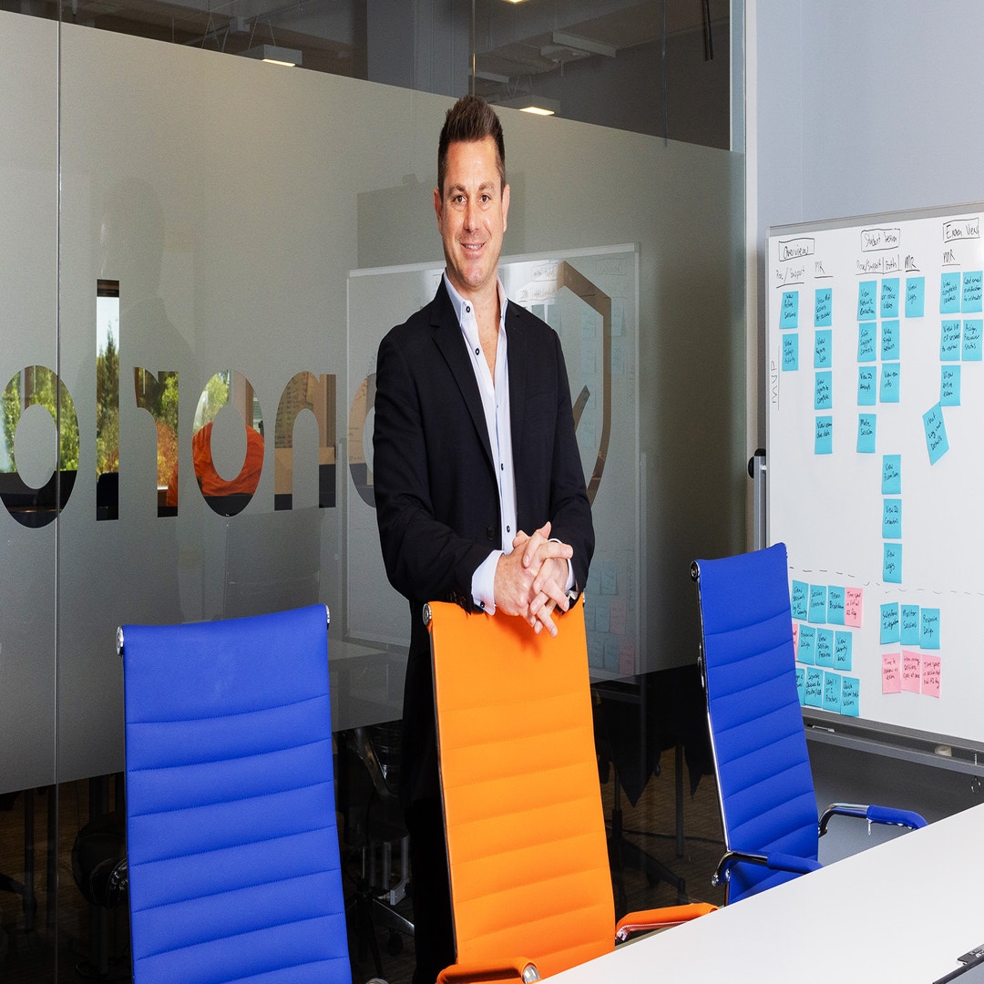 Honorlock CEO Michael Hemlepp in the company's Boca Raton office