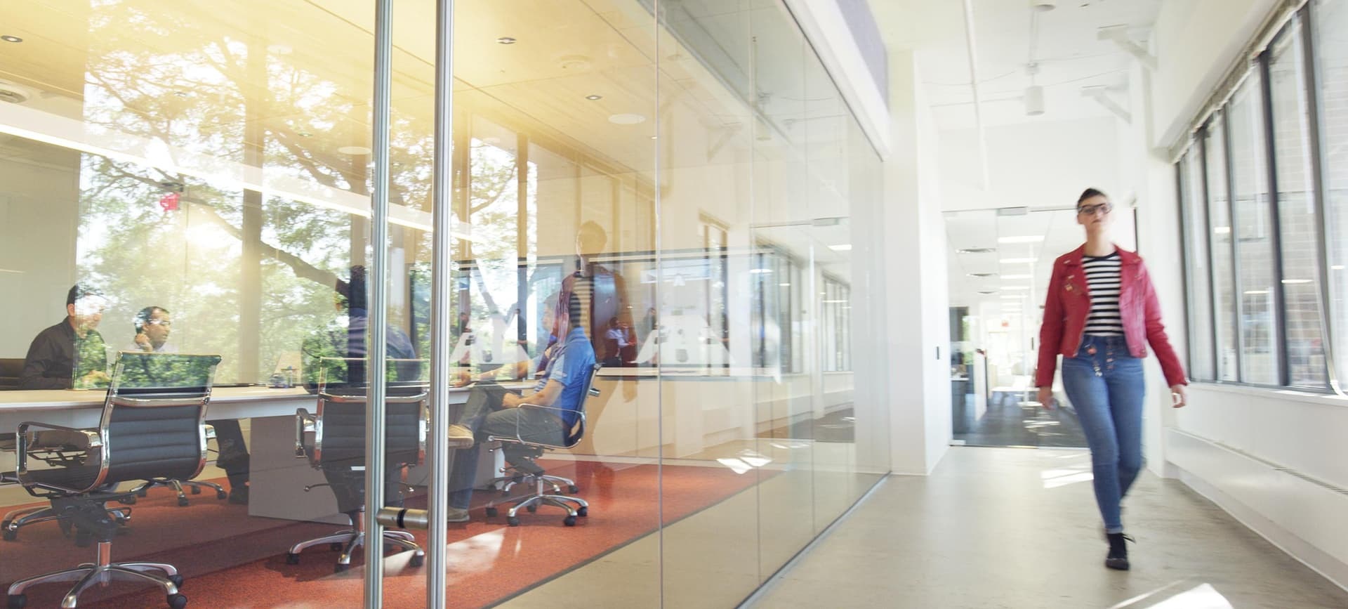 An employee walking through Horizontal Digital’s Minneapolis headquarters