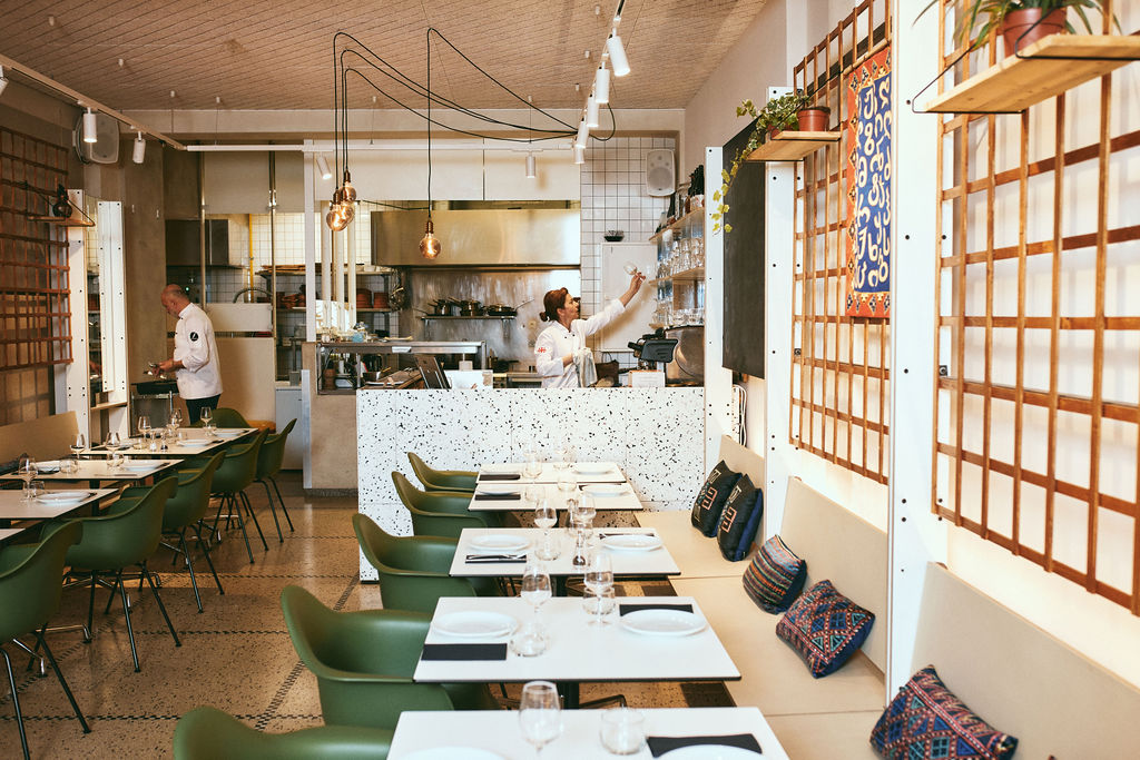 An equipped restaurant dining room and open kitchen pictured on the Kokotte programme page