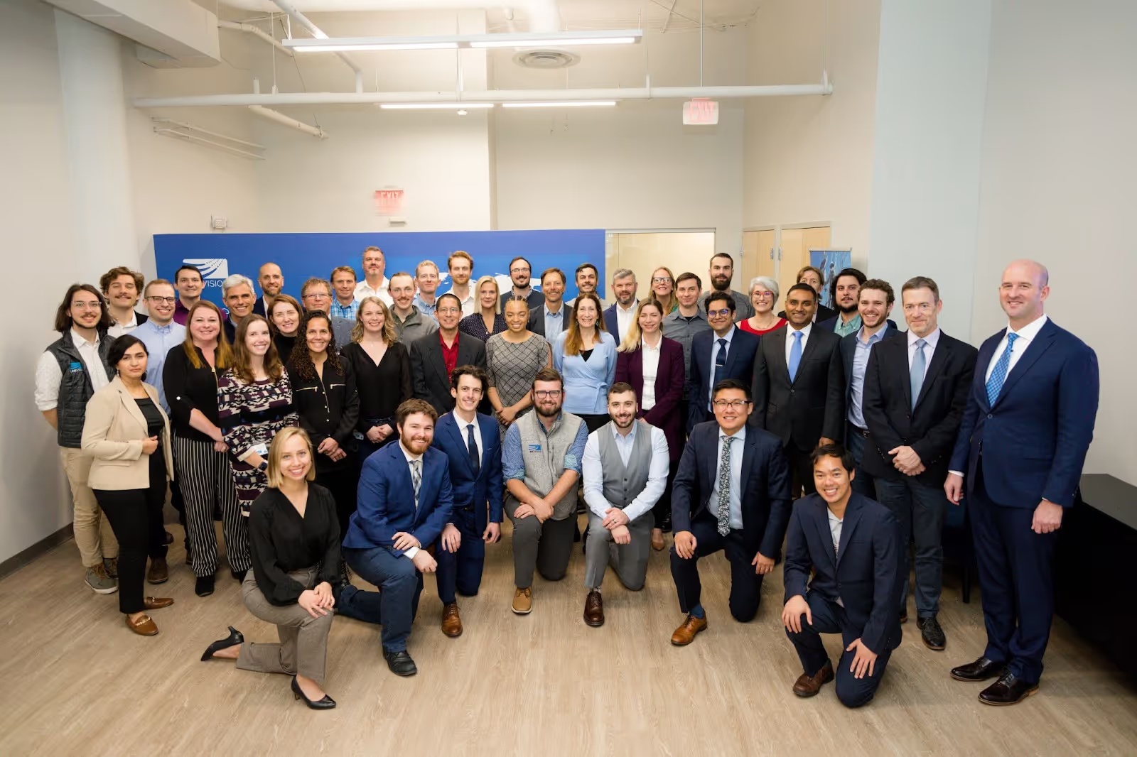 LineVision team gathered at its 2022 office celebration, with Hudson Gilmer near the right