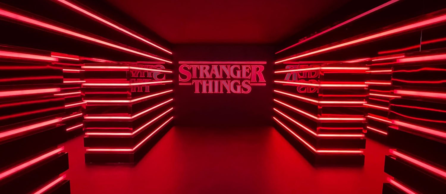 Red neon Stranger Things retail installation