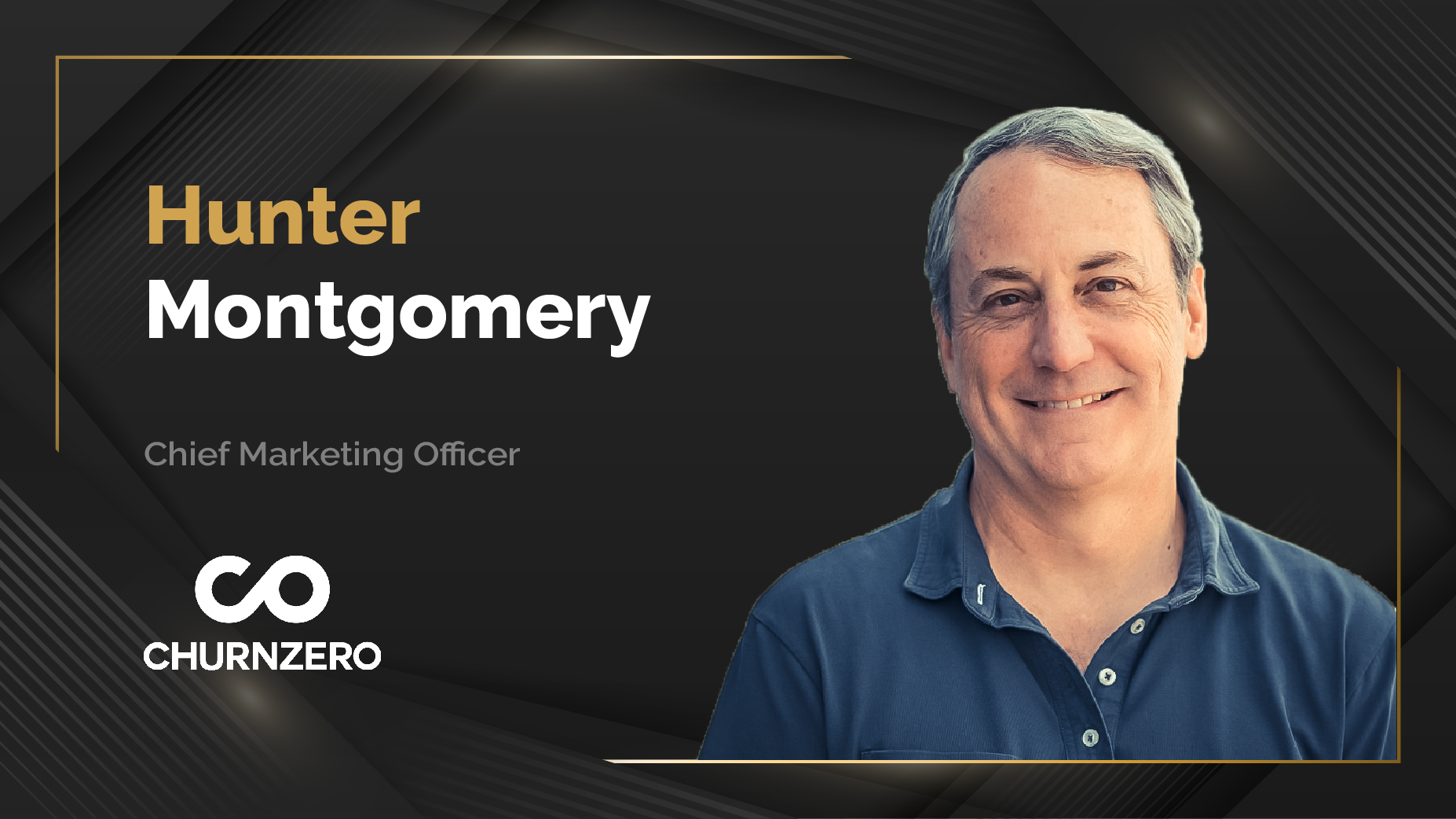 Interview graphic featuring Hunter Montgomery, Chief Marketing Officer at ChurnZero