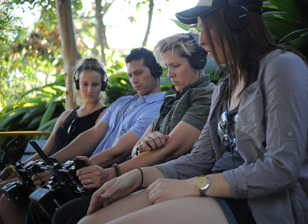 Miranda Hansen, Huntley Ritter, Jenn Duncan and Alyssa Christen monitoring a production in Costa Rica