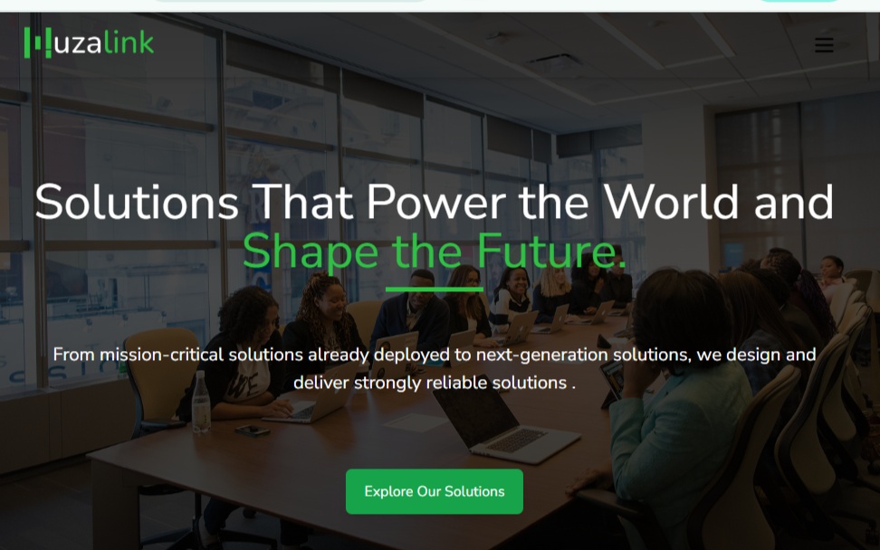 Huzalink promotional website image showing its solutions offering