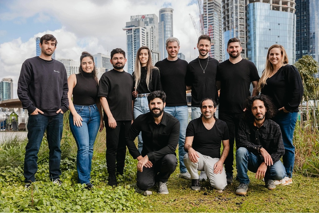 Hypercore team members standing together outdoors in an urban setting