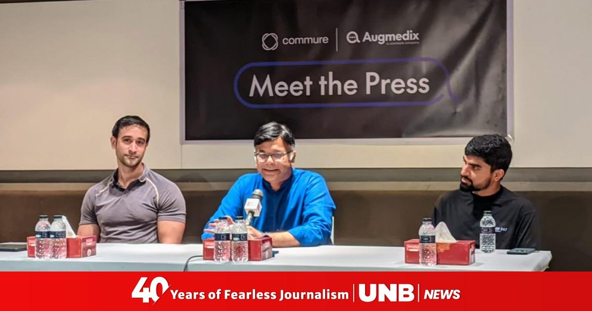 Ian Shakil seated at left during the Commure and Augmedix press event in Dhaka