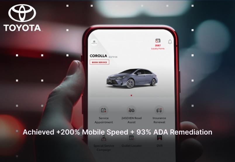 iCrossing case-study artwork showing a Toyota mobile interface on a smartphone