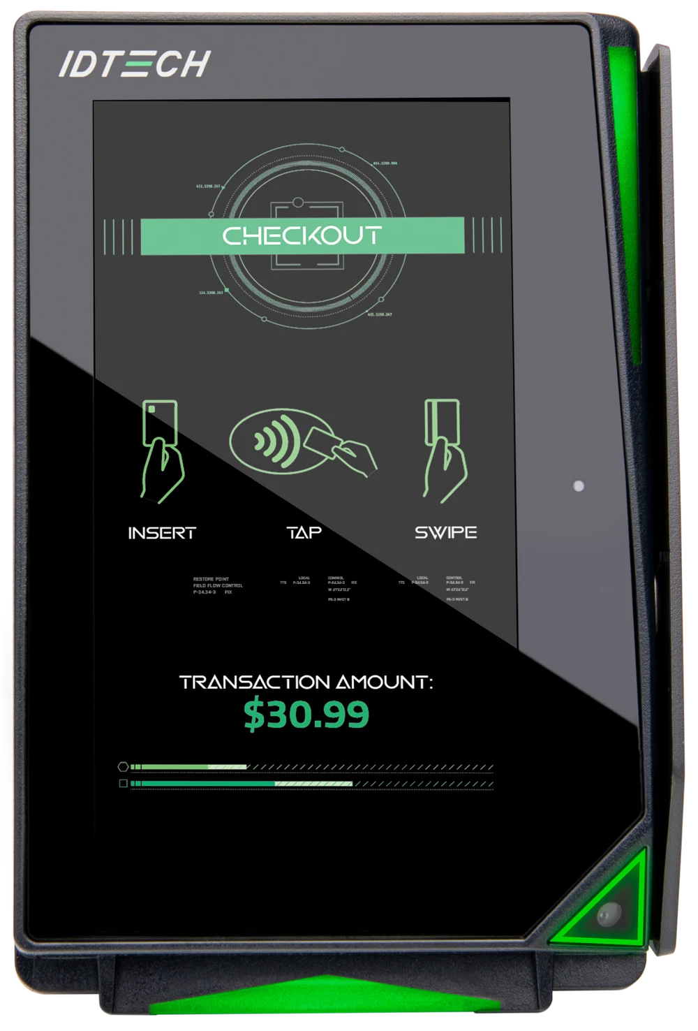 Front view of ID TECH VP6825 unattended payment terminal