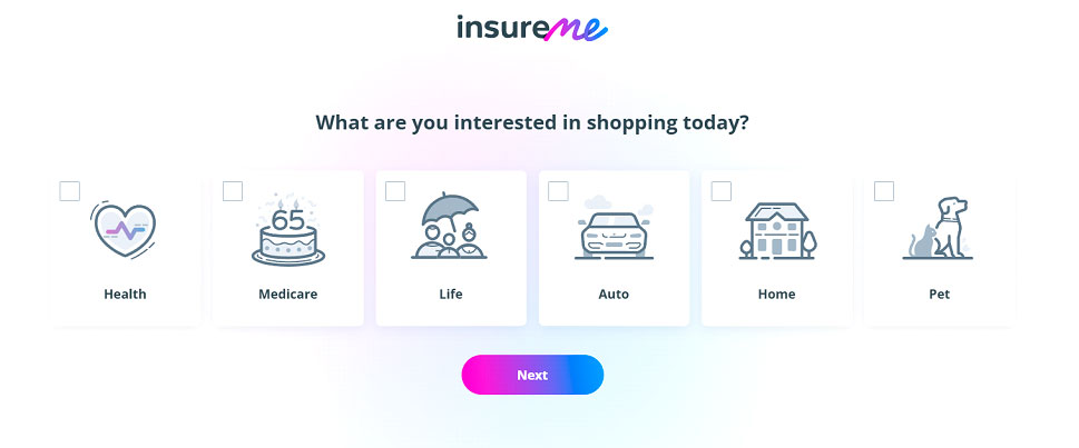 InsureMe insurance shopping interface shown in its 2025 launch announcement