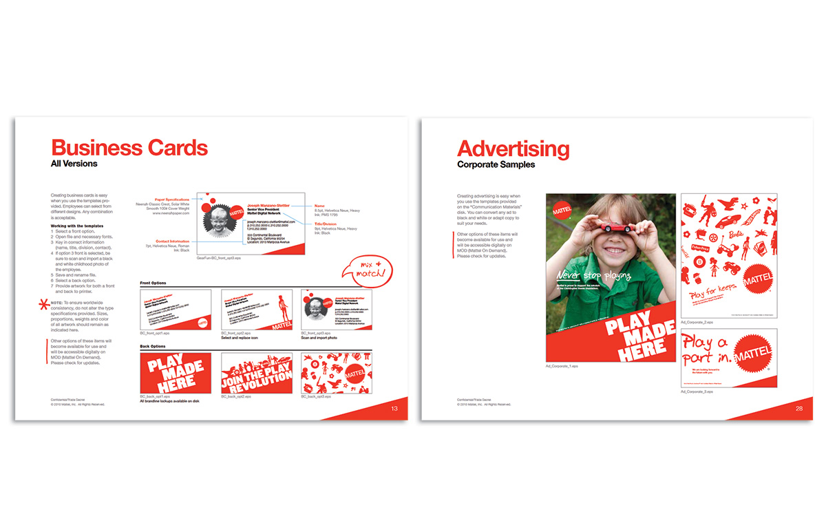 Mattel graphic standards publication displayed open