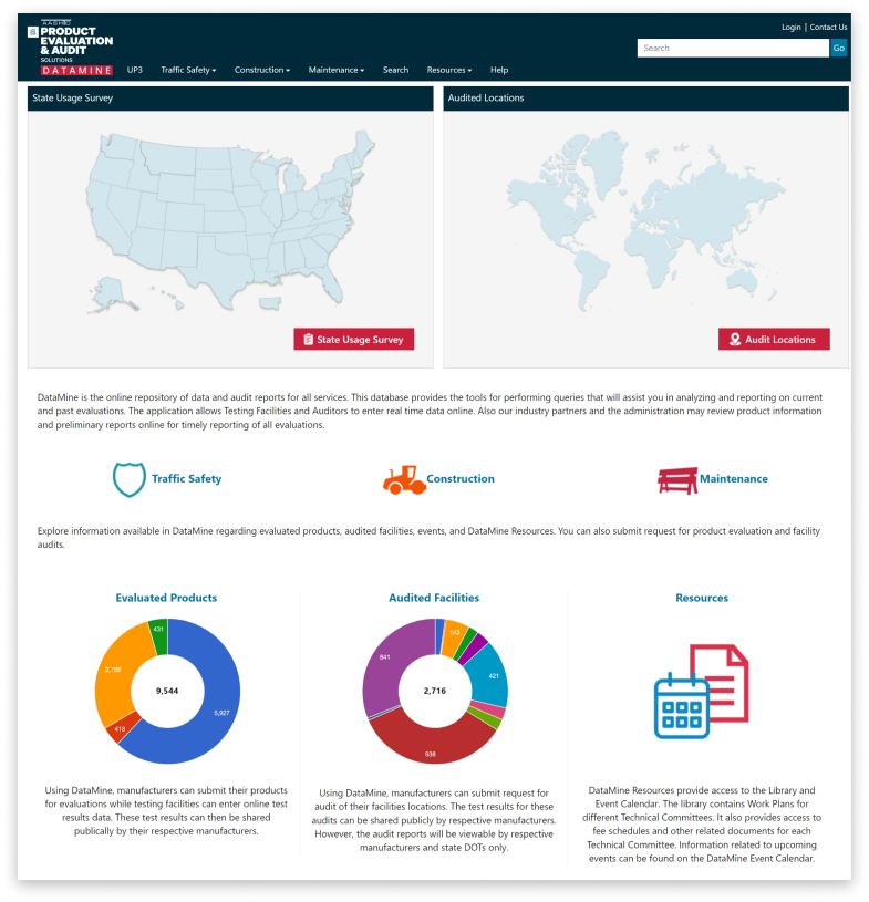 AASHTO DataMine interface shown in iENGINEERING’s product materials