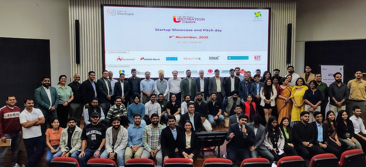 Founders, investors and participants gathered at the November 2025 Startup Showcase and Pitch Day at IIM Udaipur