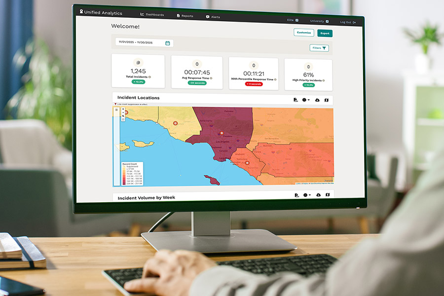 ImageTrend Unified Analytics dashboard shown on a desktop display