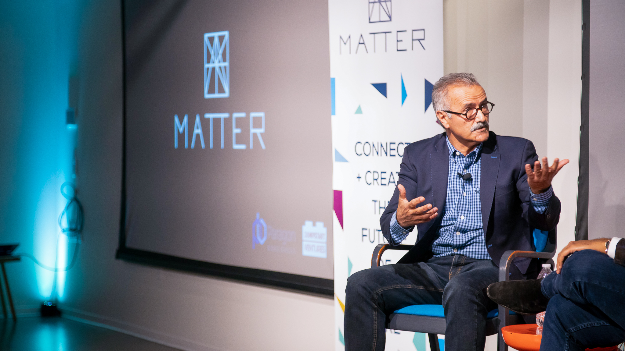 IMO co-founder Frank Naeymi-Rad speaking at a MATTER event