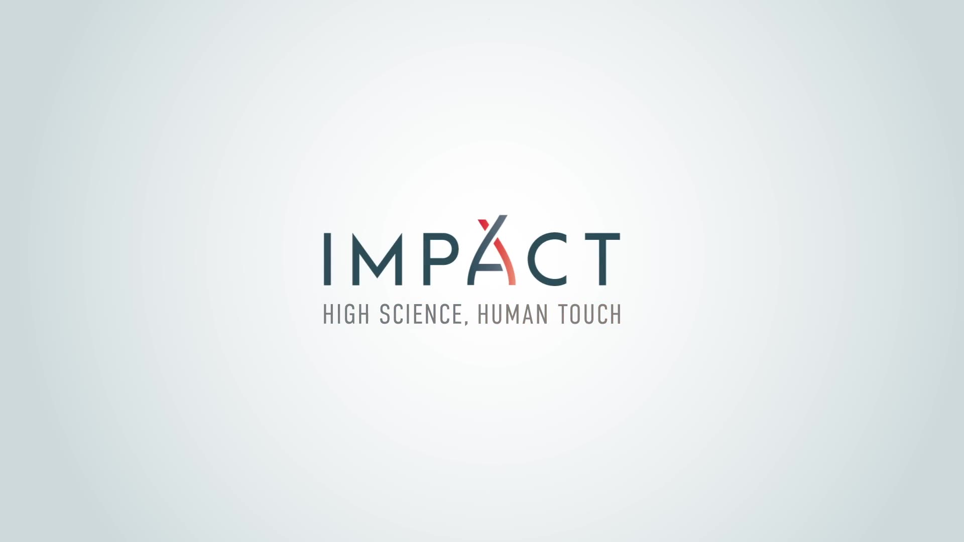 Still from the Impact Communication Partners demo reel showing the company wordmark and High Science, Human Touch line