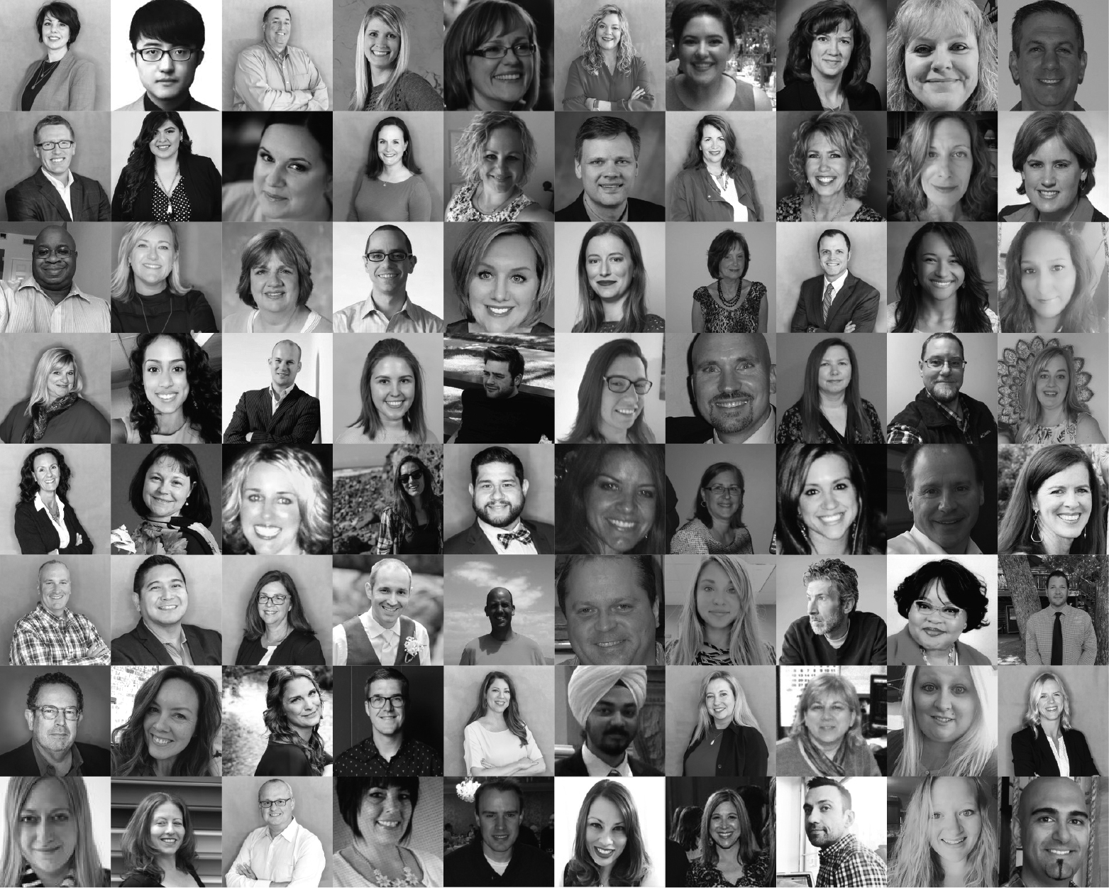 Black-and-white collage of IMS employee portraits published on its careers page