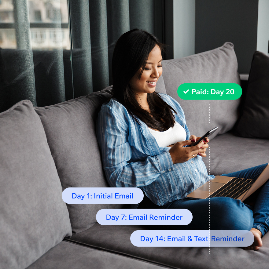Inbox Health product illustration showing the automated billing cycle