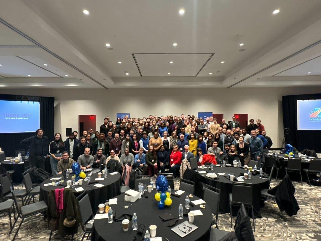 Incident IQ employees gathered at a company meeting
