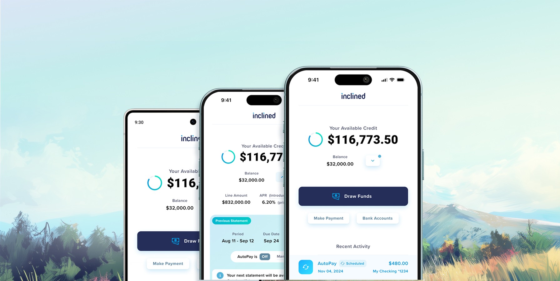 Inclined mobile app product screens