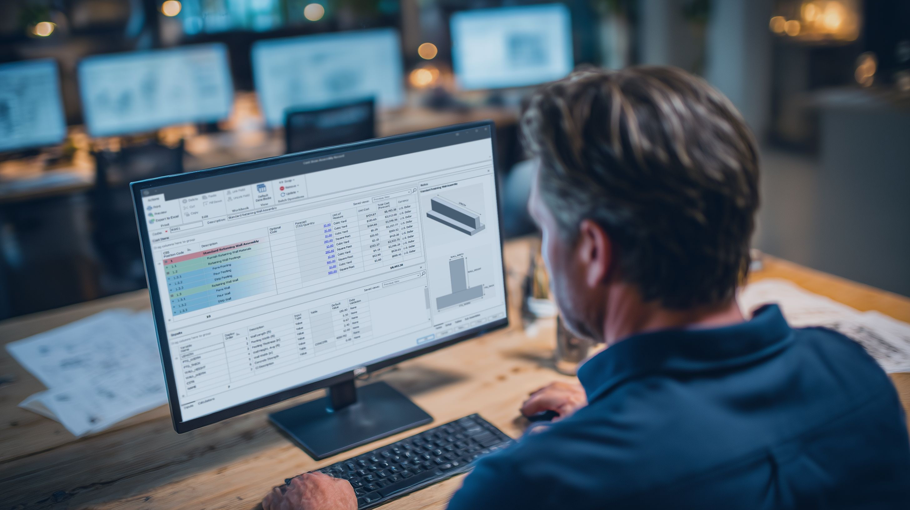 InEight estimating software displayed on a desktop monitor