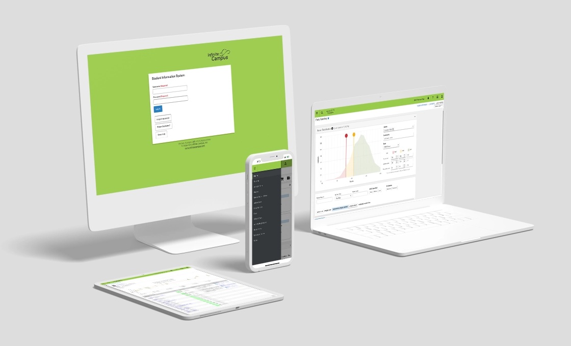 Infinite Campus software displayed across multiple devices