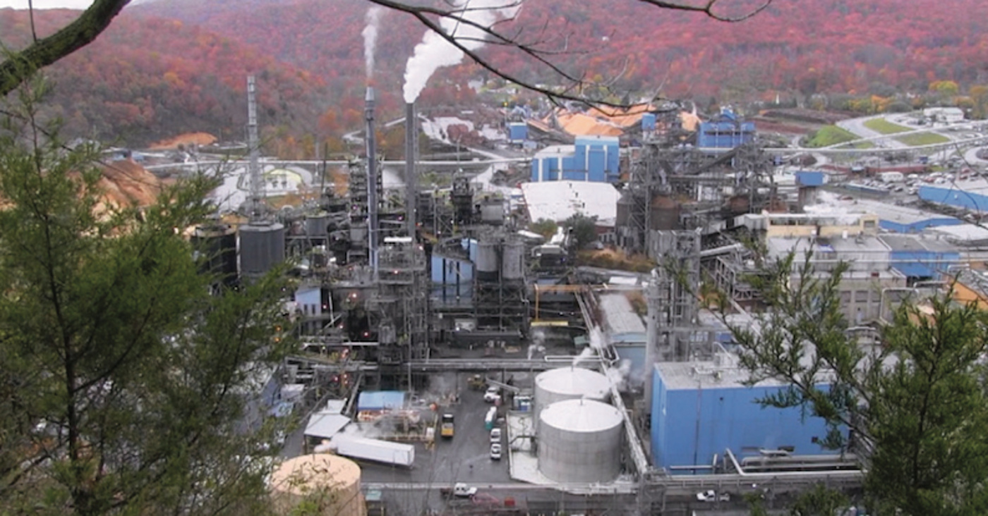 Ingevity’s Covington industrial facility among wooded Virginia hills