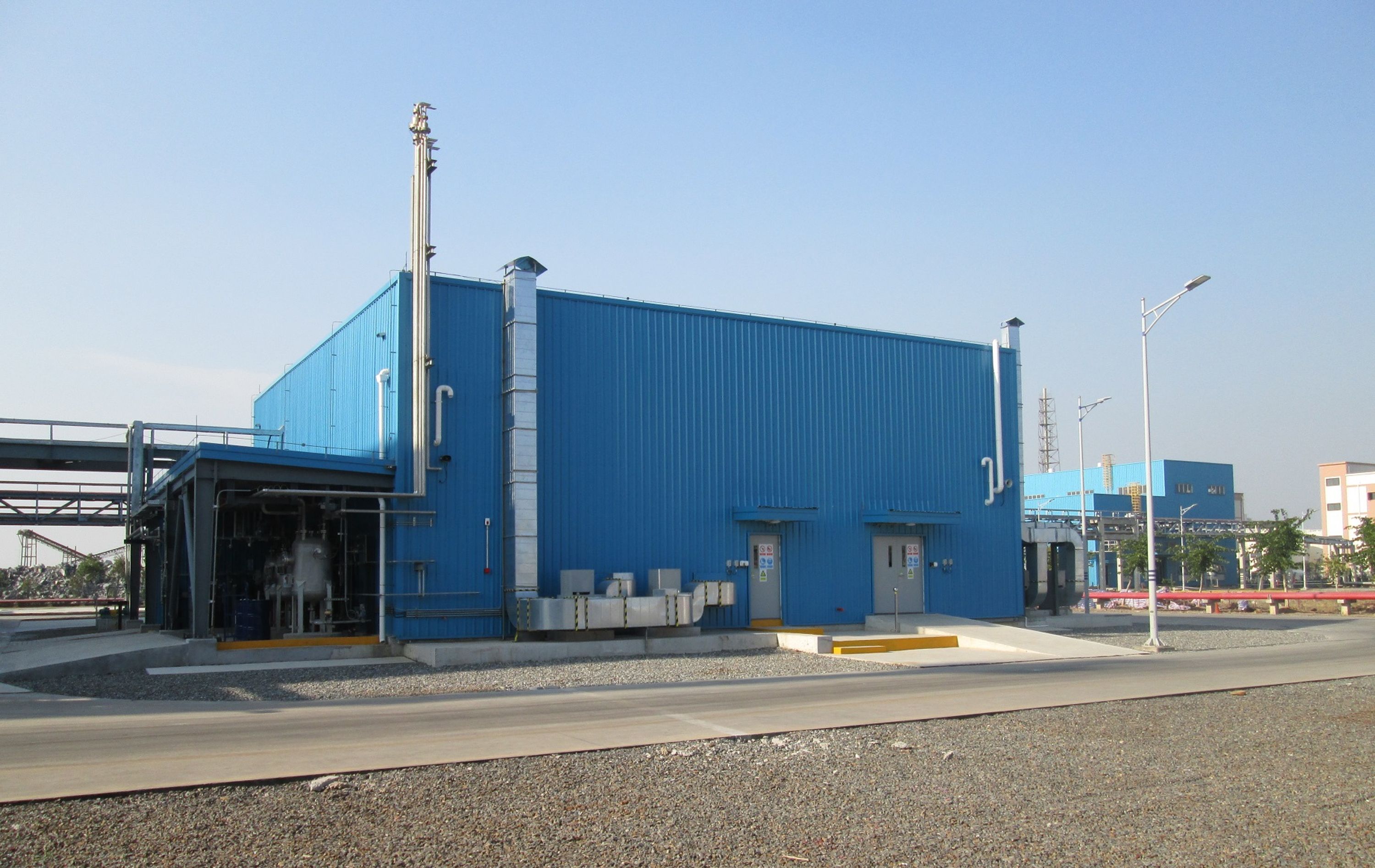Blue laboratory building at Ingevity’s Zhuhai facility in China