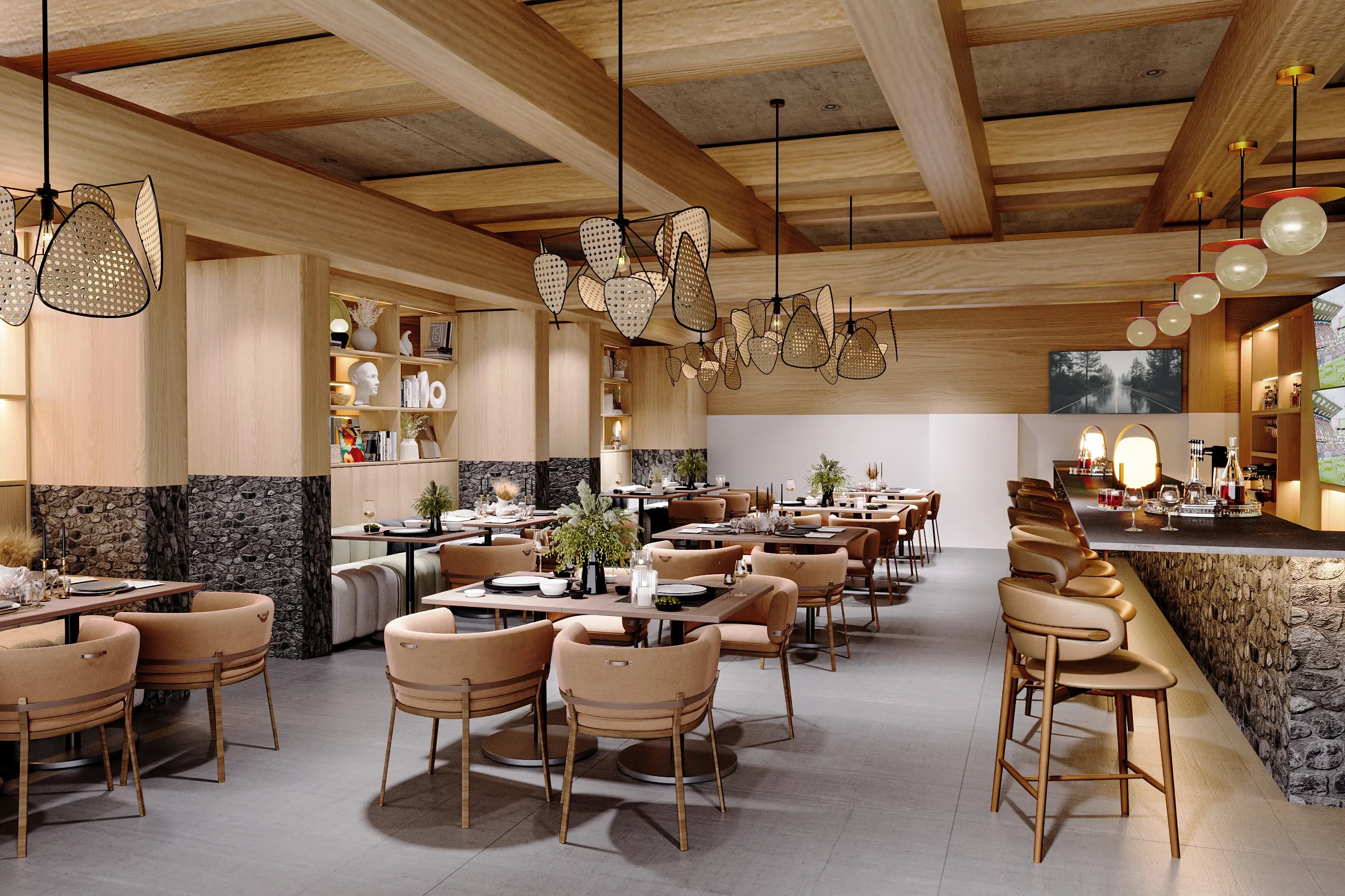 A commercial hospitality interior presented among Inhabitr's project photographs