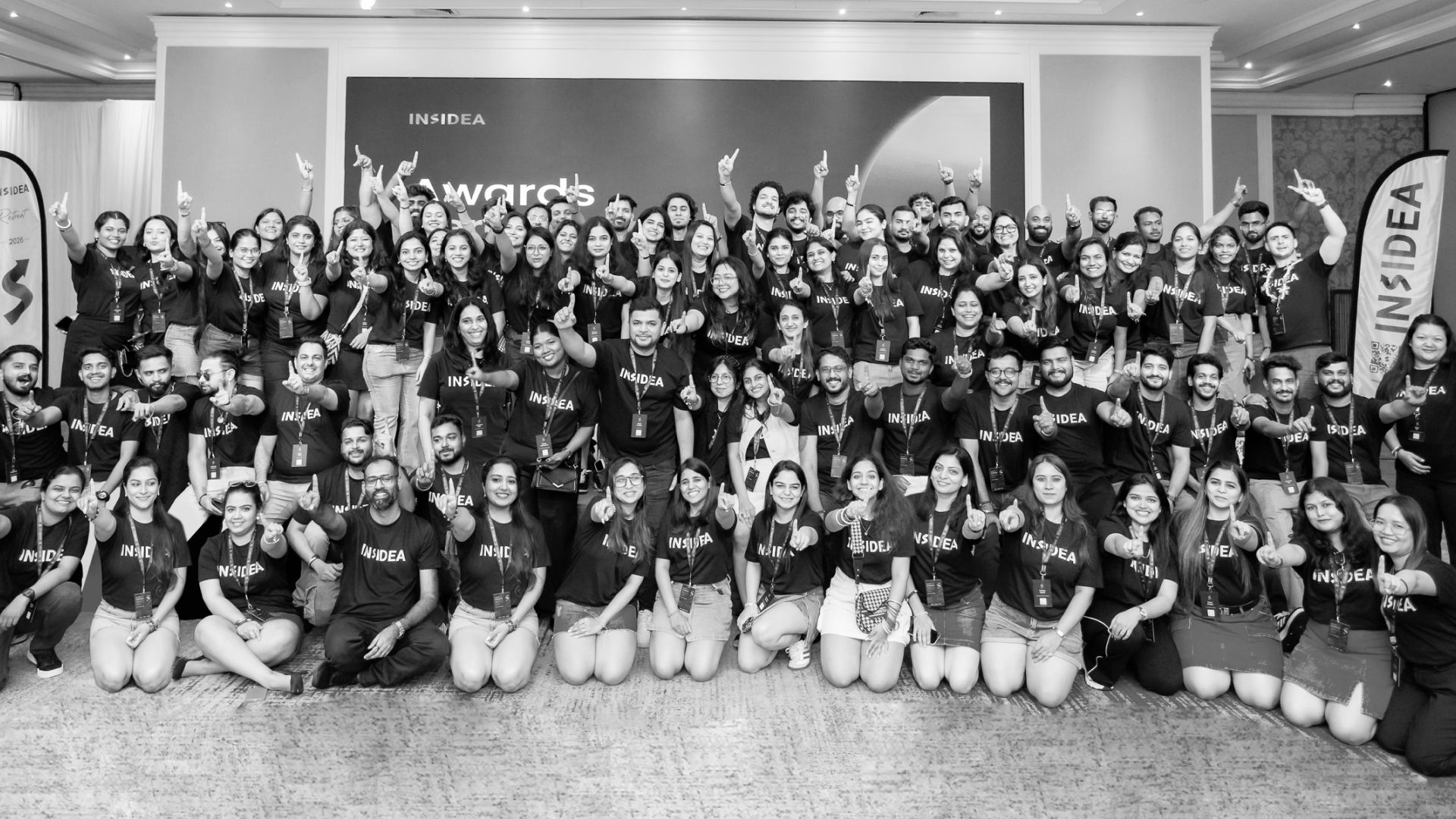 INSIDEA colleagues gathered for a team photograph at a company event