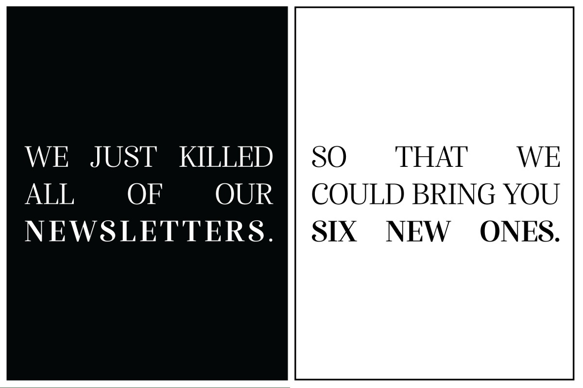 InsideHook announcement graphic saying it replaced all its newsletters with six new ones