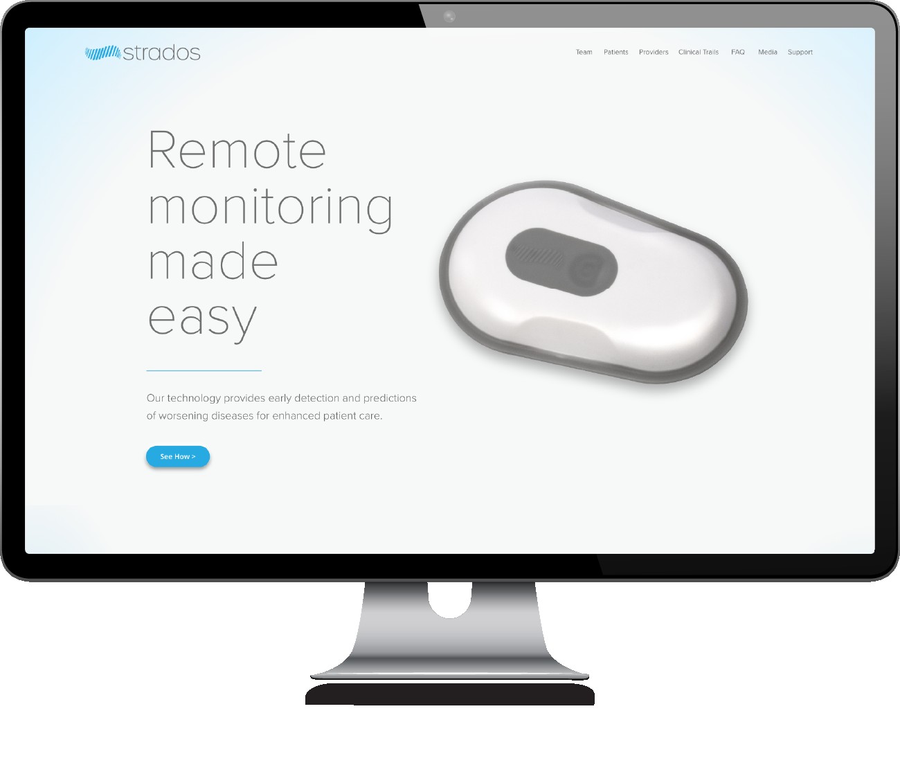 Strados remote respiratory monitoring website presented on a desktop display
