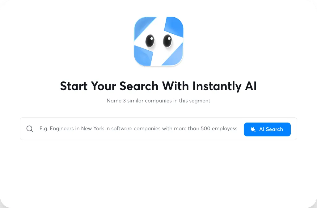 Instantly AI search interface asking the user to name three similar companies