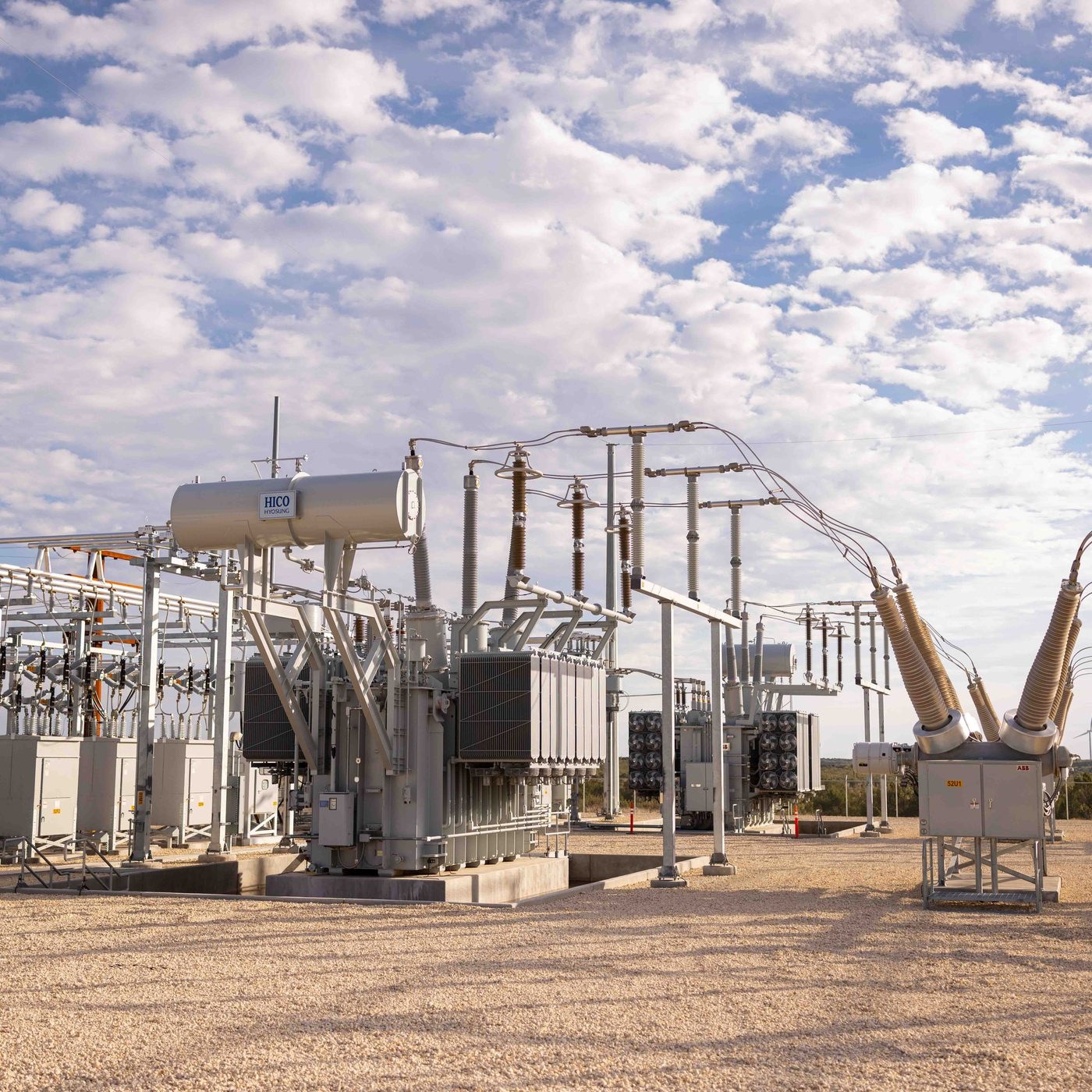Transformers and high-voltage equipment at the Lumina electrical substation