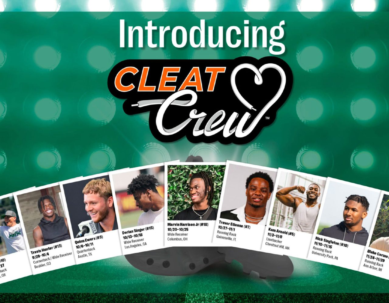 College football players on the 7-Eleven Cleat Crew promotional graphic