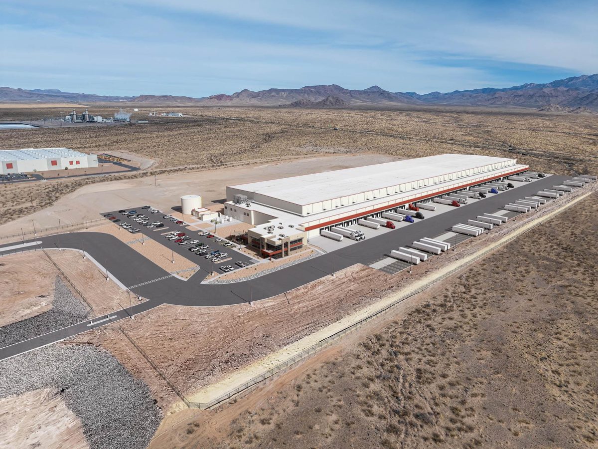 Aerial view of the Kingman warehouse and its expansion area