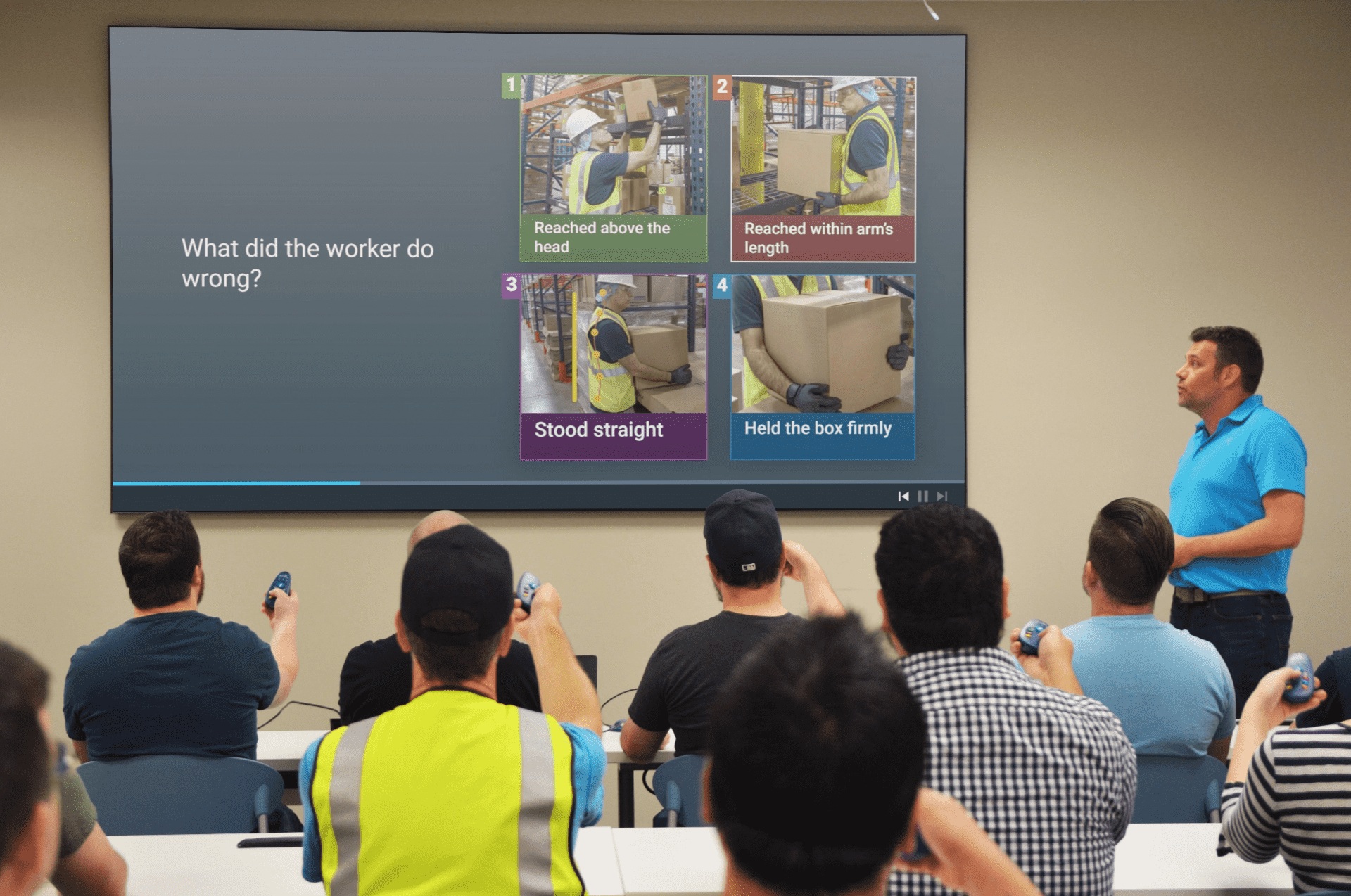 Employees participating in a group training session, from Intertek Alchemy’s learning-platform materials