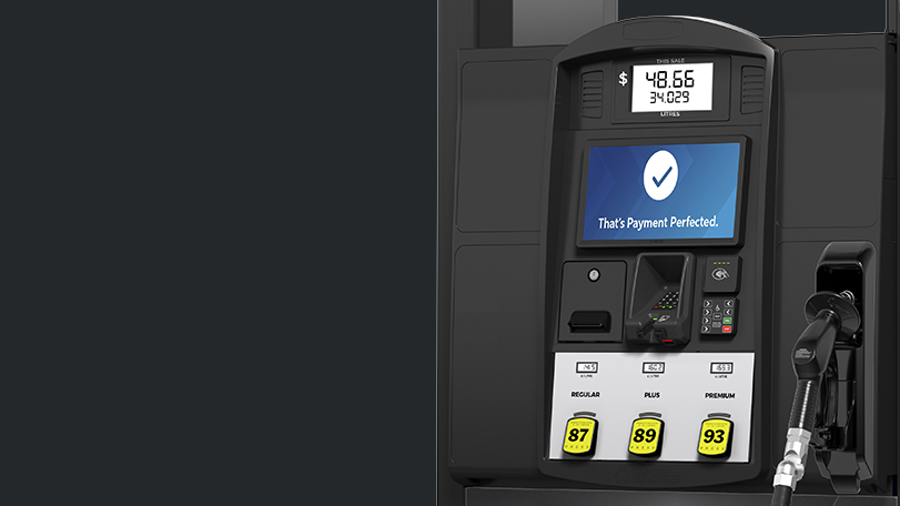 FlexPay payment terminal integrated into a fuel dispenser